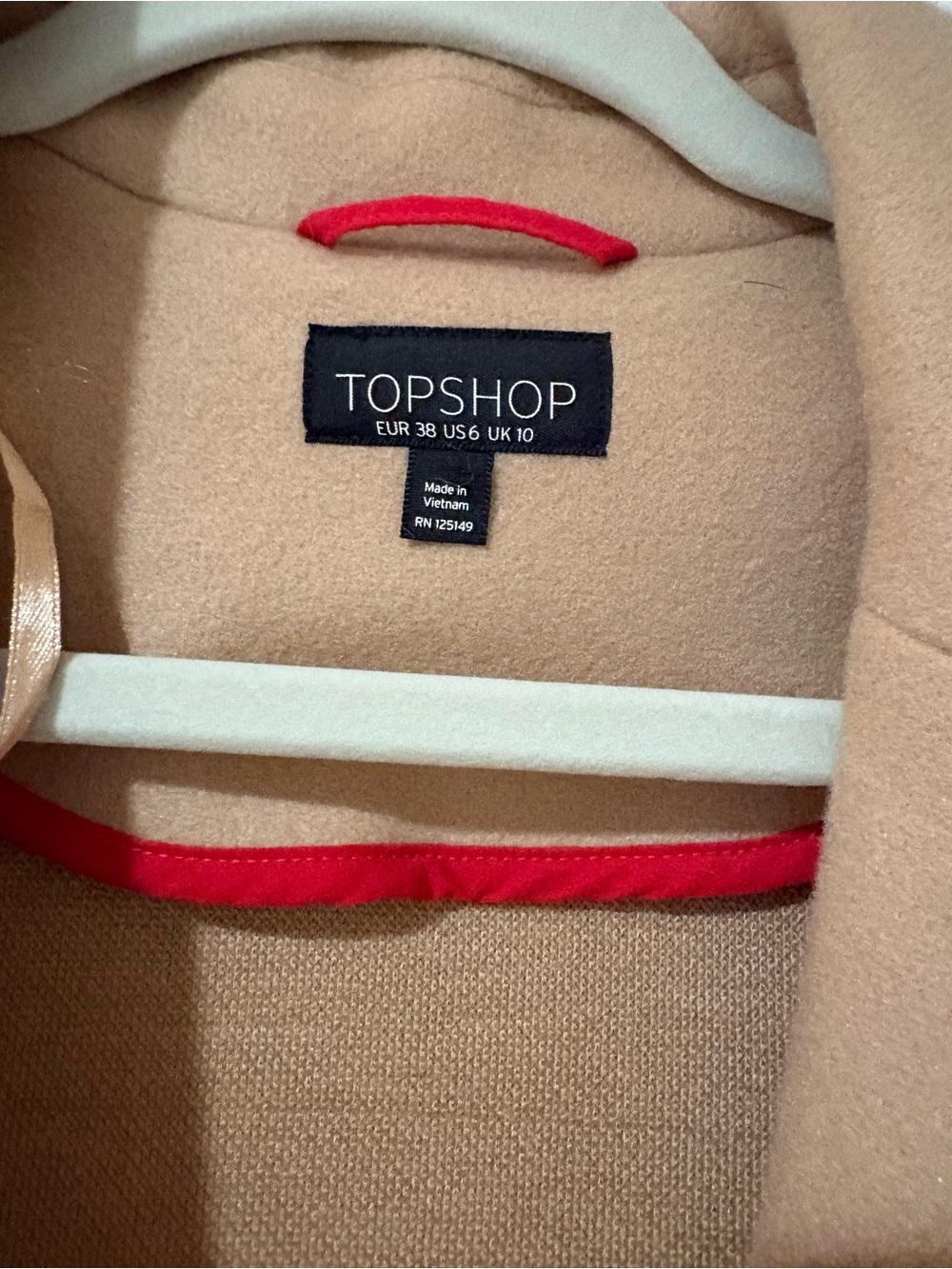 Topshop Camel Single-Button Wool-Blend Long Coat - Picture 3 of 6